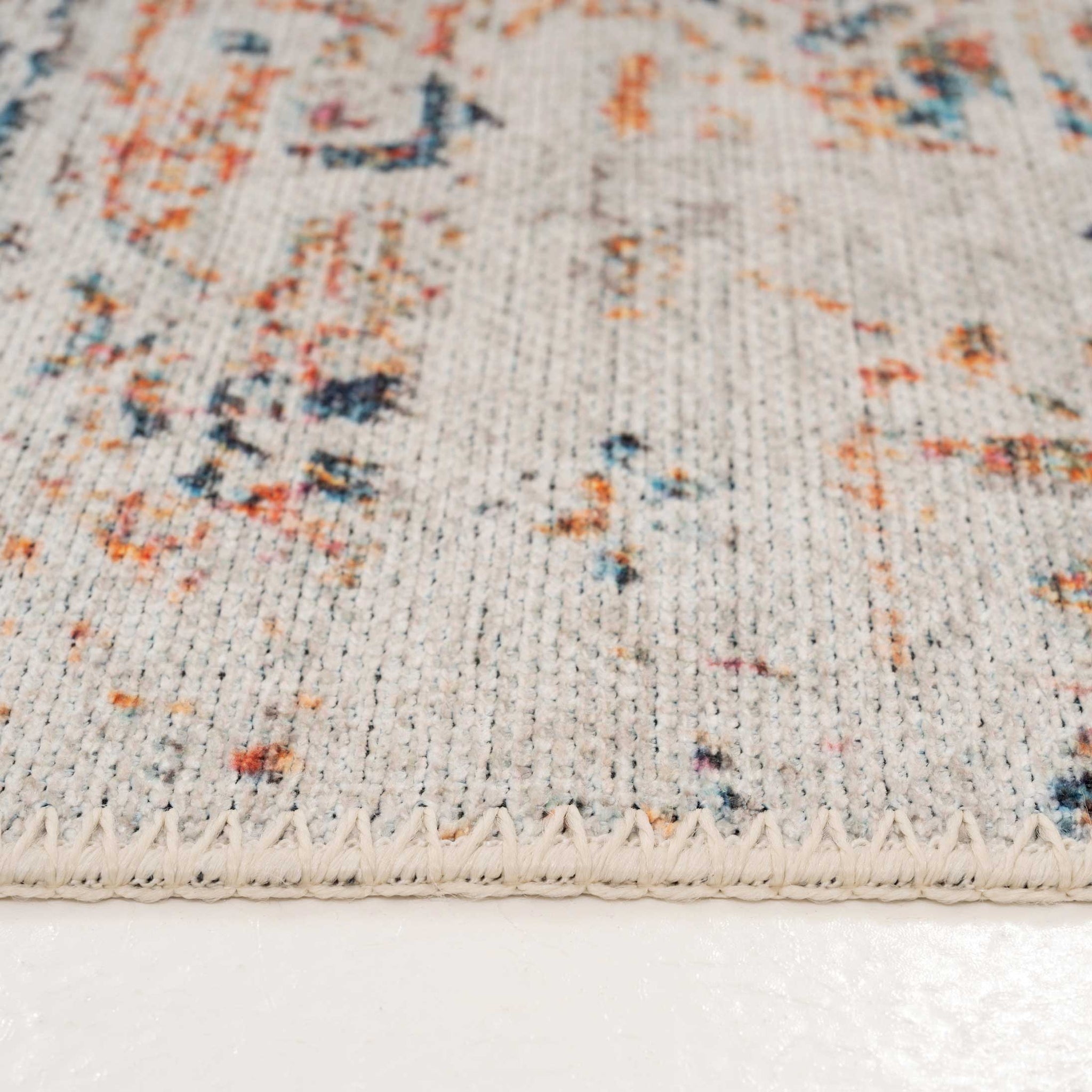 Distressed Multicolour Washable Area Rug