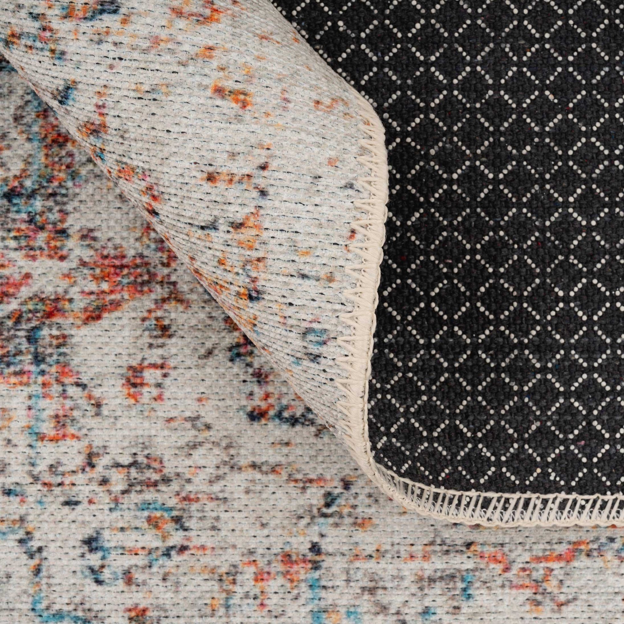 Distressed Multicolour Washable Area Rug