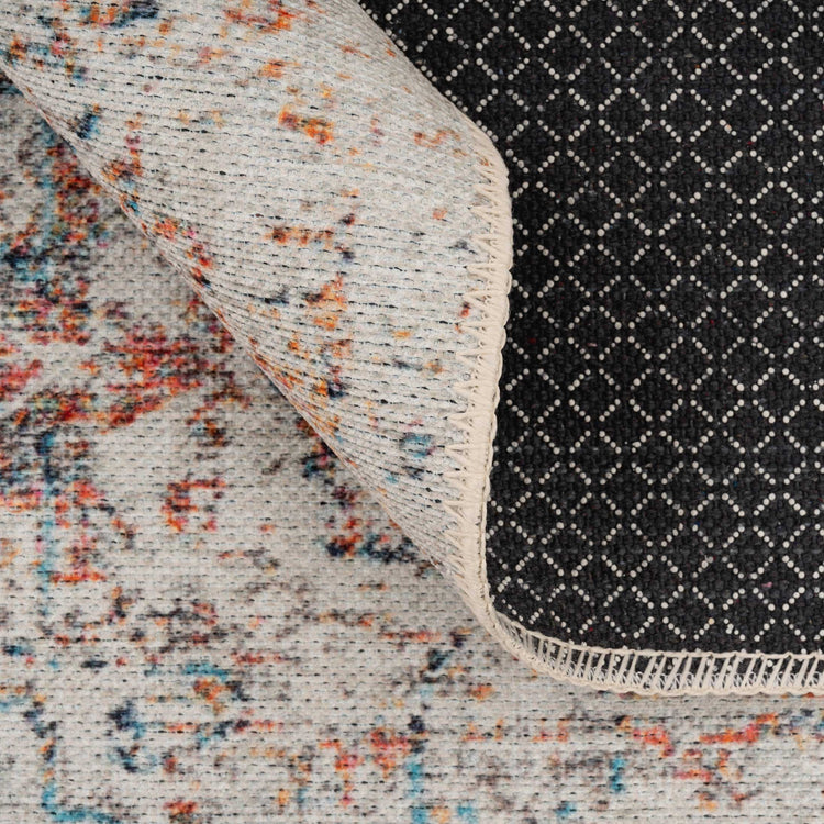 Distressed Multicolour Washable Area Rug