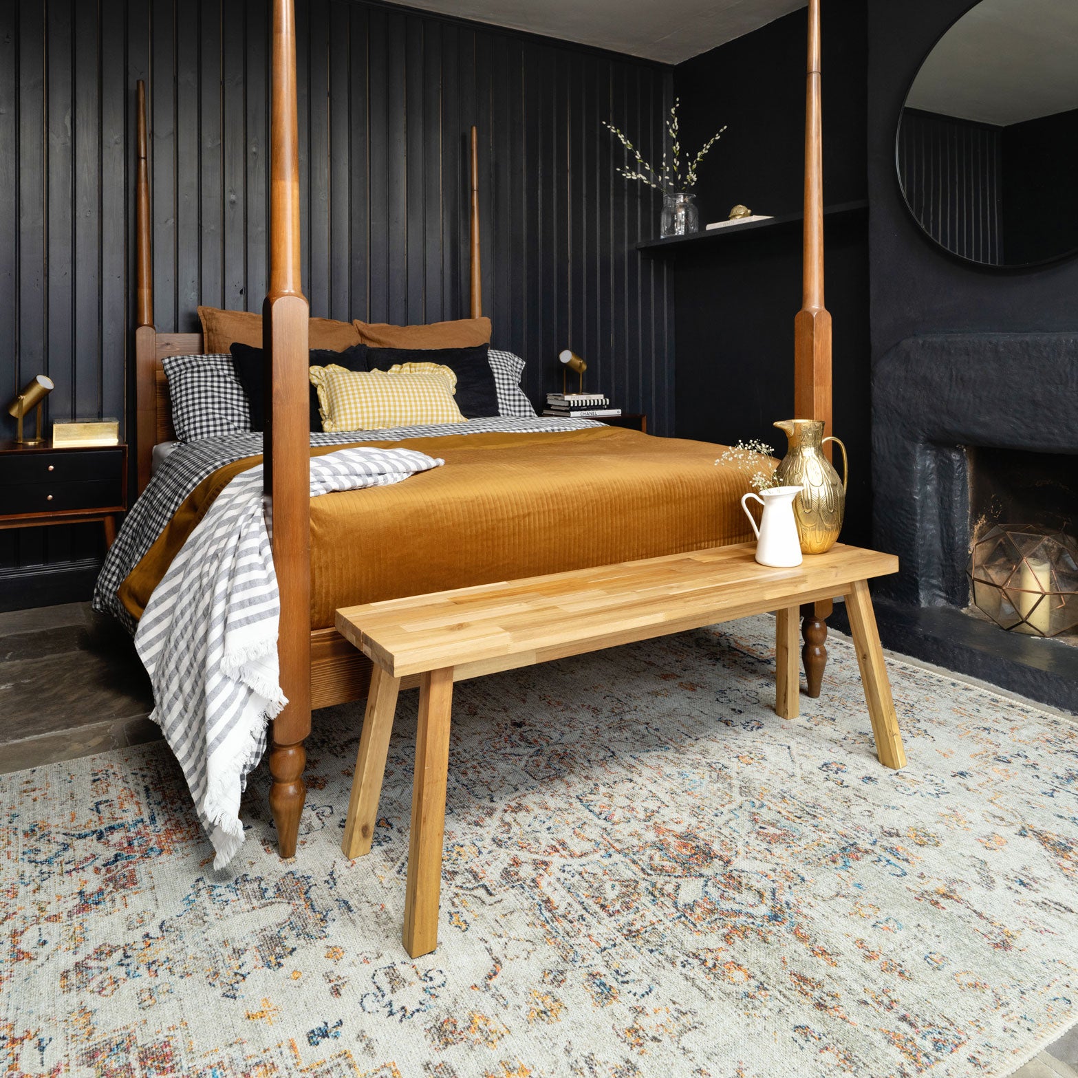 Distressed Multicolour Washable Area Rug