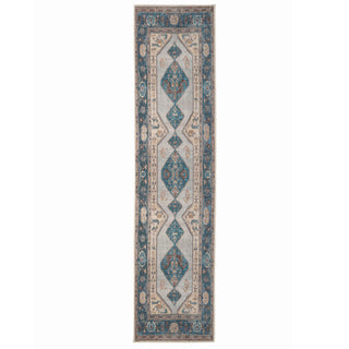 Distressed Teal Washable Runner Rug