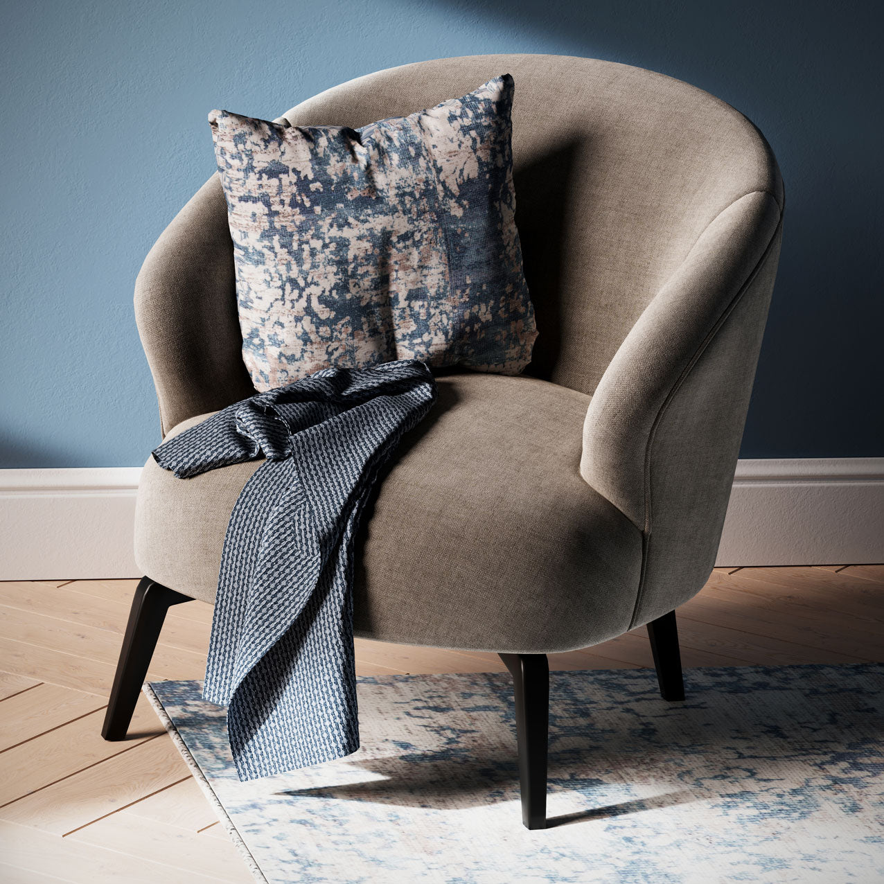 Distressed Blue Cushion Cover