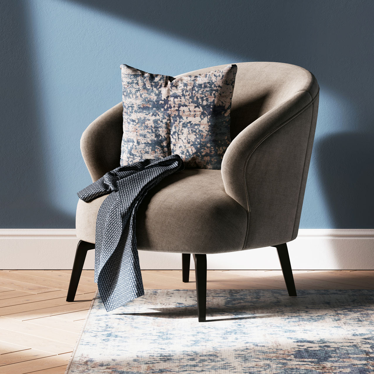 Distressed Blue Cushion Cover