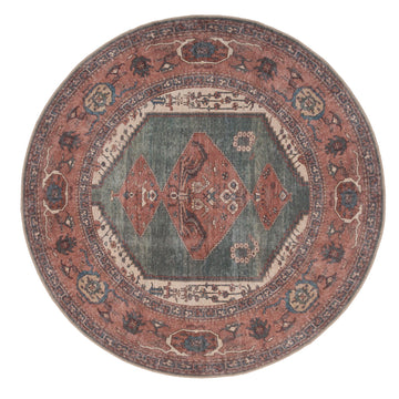 Flatwoven Washable Distressed Terracotta Circle Rug