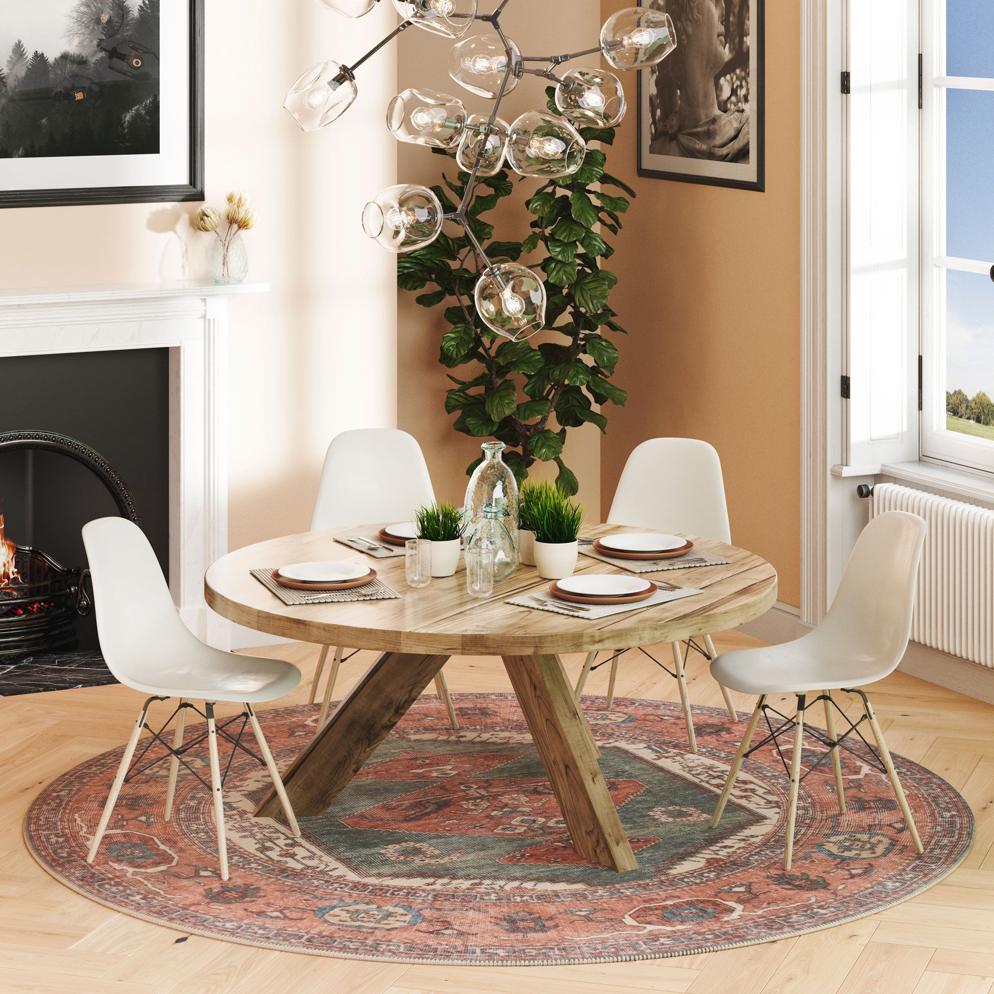 Flatwoven Washable Distressed Terracotta Circle Rug
