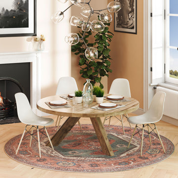 Flatwoven Washable Distressed Terracotta Circle Rug