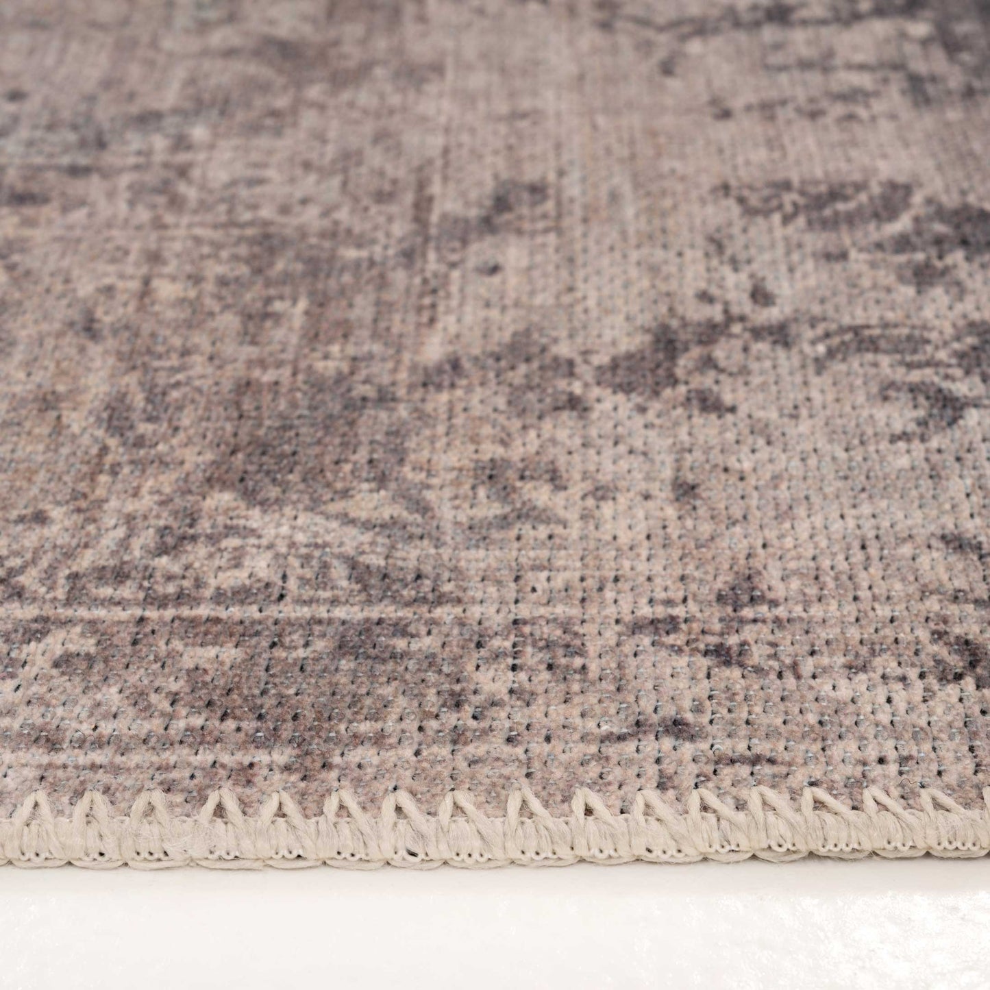 Distressed Renaissance Greige Washable Runner Rug