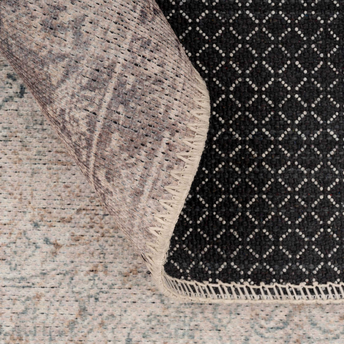 Distressed Renaissance Greige Washable Runner Rug