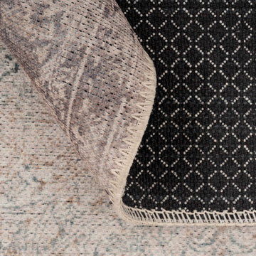 Distressed Renaissance Greige Washable Runner Rug