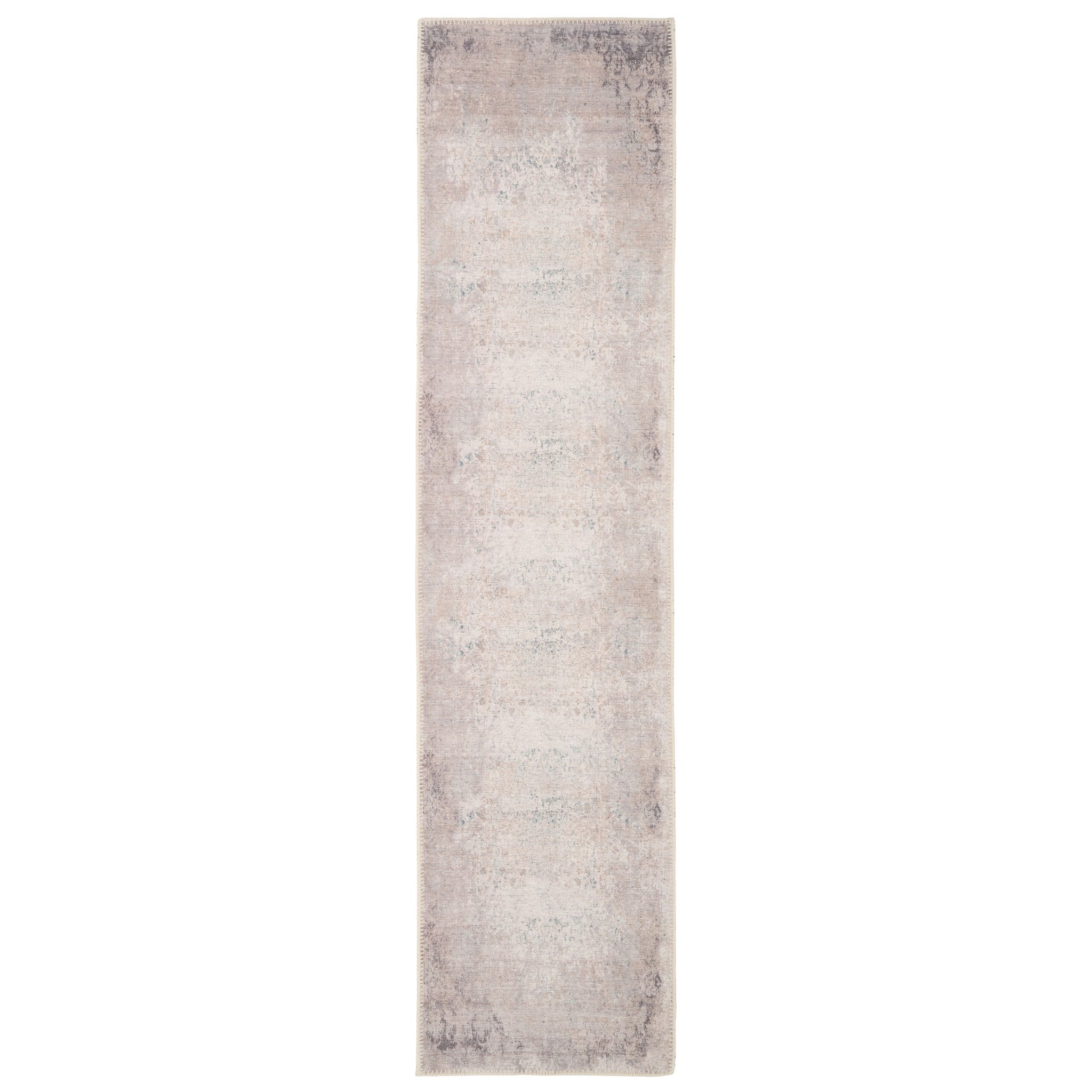 Distressed Renaissance Greige Washable Runner Rug