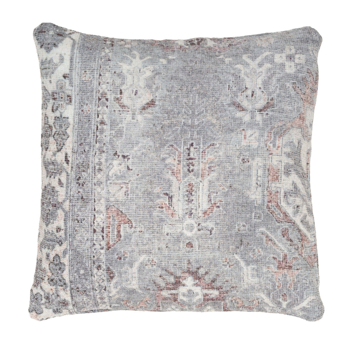 Flatwoven Washable Distressed Grey Bordered Rug - Grand