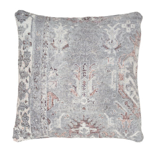 Flatwoven Washable Distressed Grey Bordered Rug - Grand