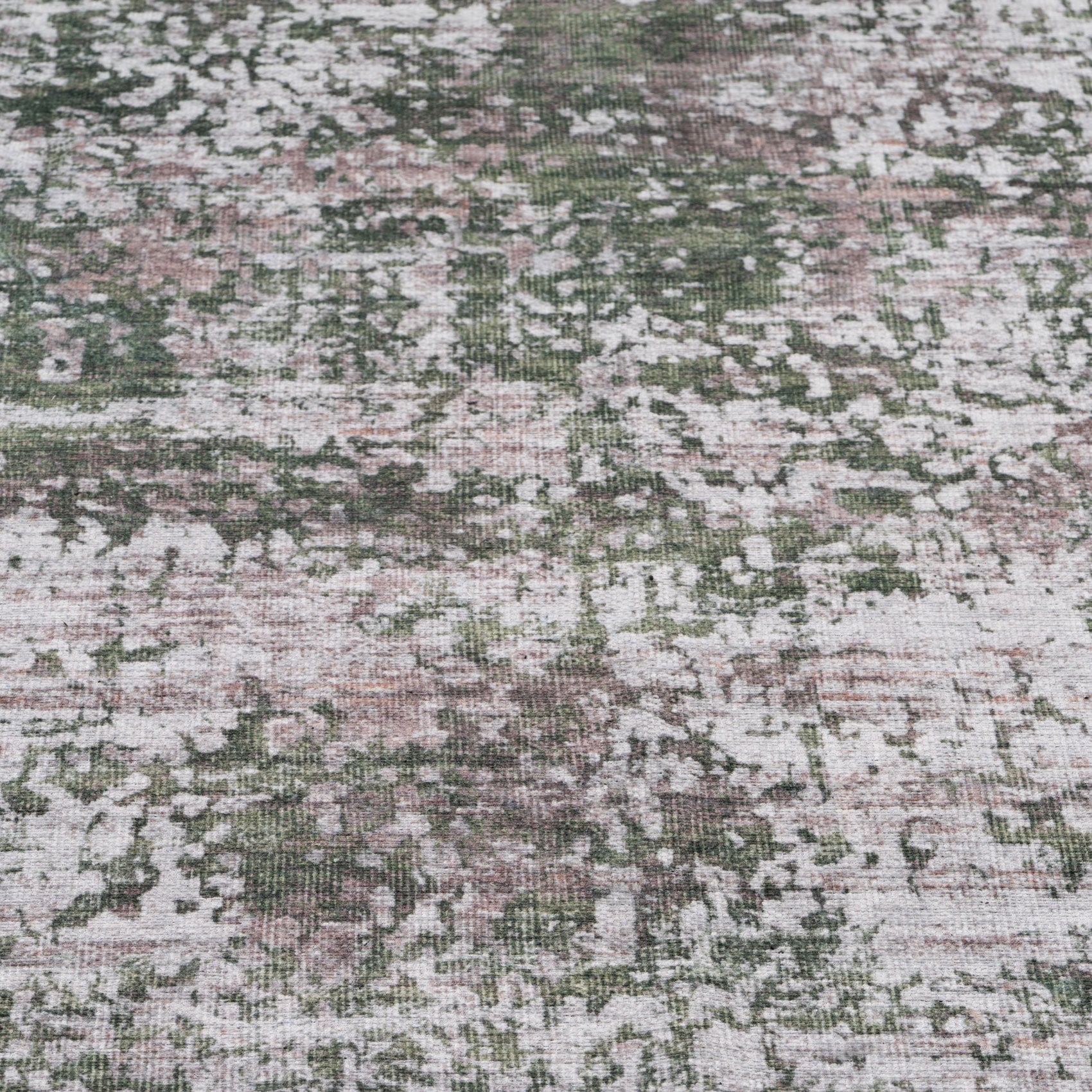 Flatwoven Washable Distressed Green Runner - Kale