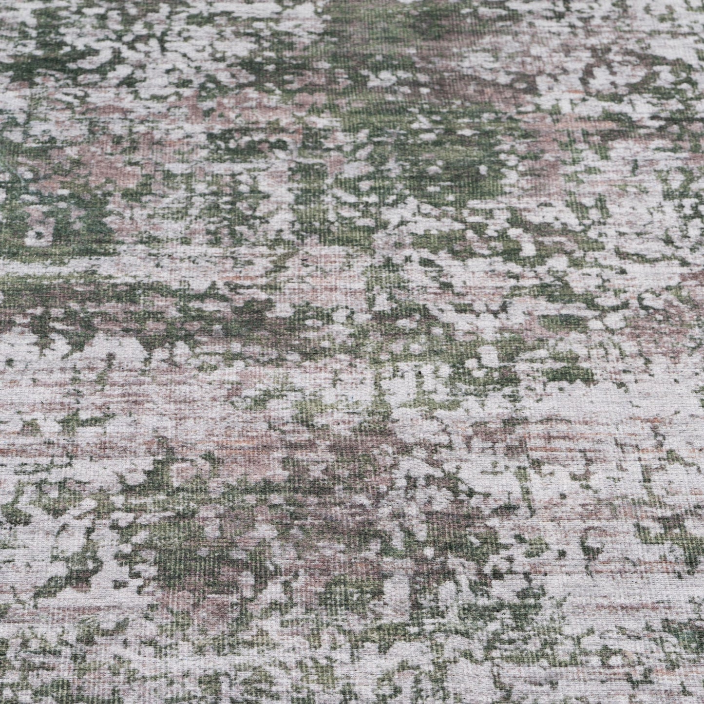 Washable Distressed Green Runner Rug - Kale