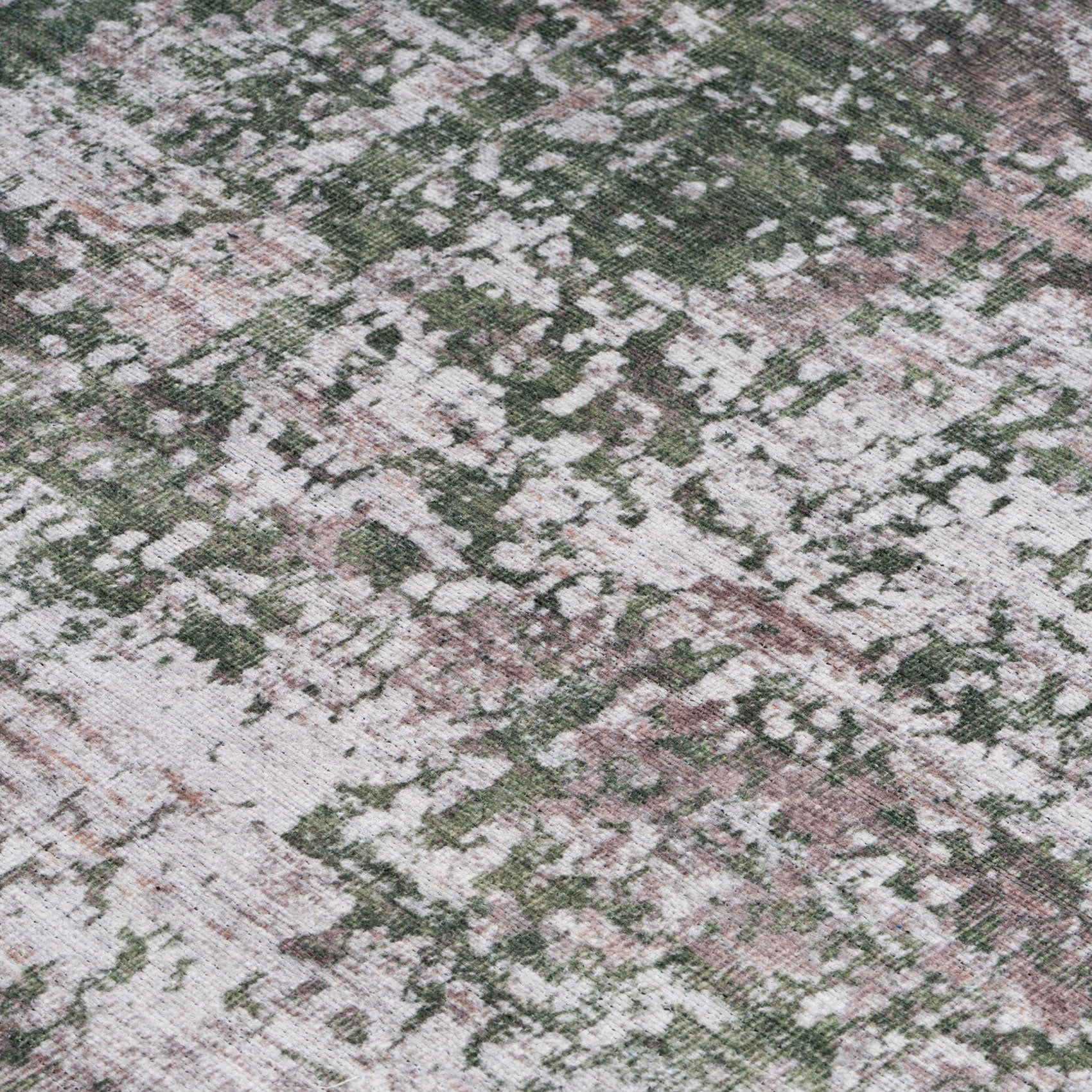 Flatwoven Washable Distressed Green Rug - Kale