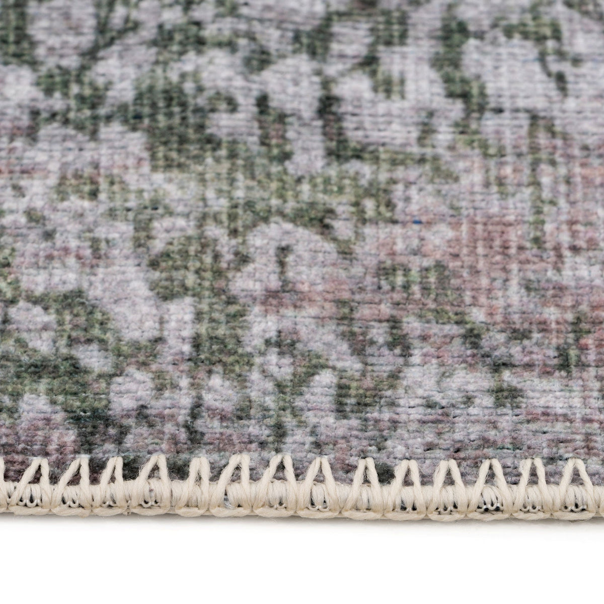 Flatwoven Washable Distressed Green Runner - Kale