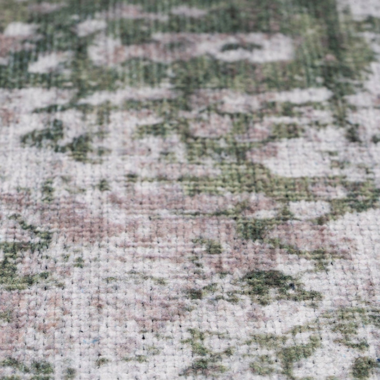 Washable Distressed Green Runner Rug - Kale