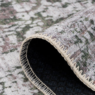 Flatwoven Washable Distressed Green Runner - Kale