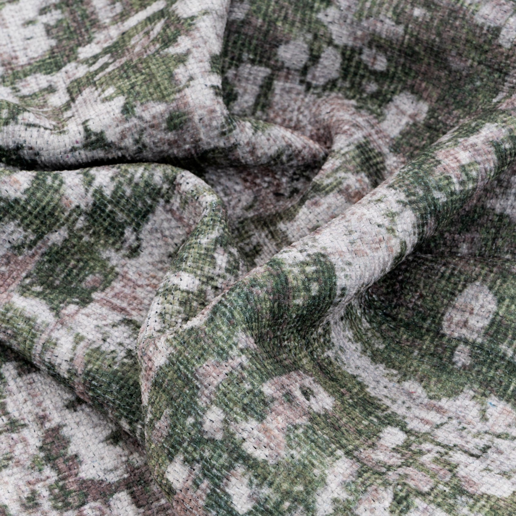 Flatwoven Washable Distressed Green Rug - Kale