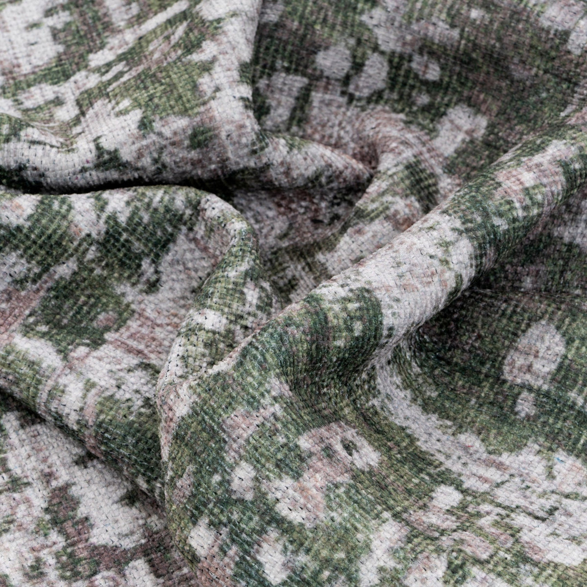 Flatwoven Washable Distressed Green Runner - Kale