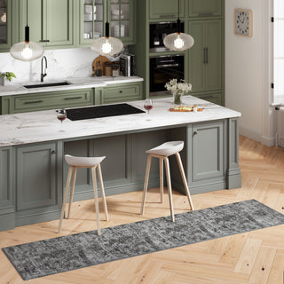 Flatwoven Washable Distressed Green Runner - Kale