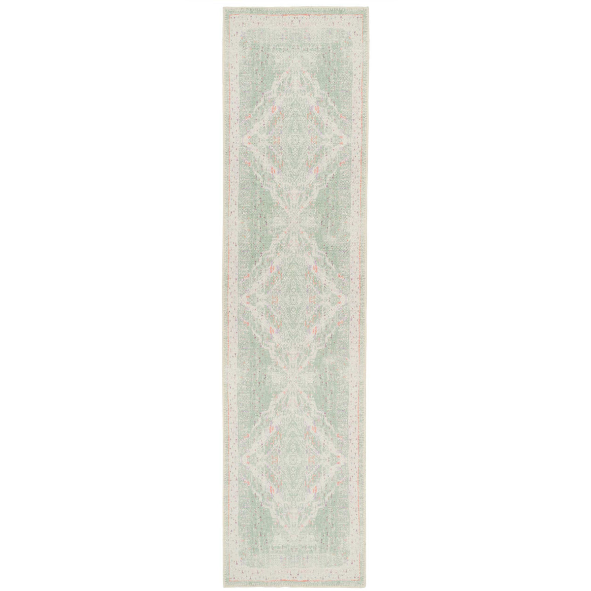Washable Green Medallion Runner Rug