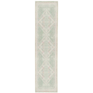 Washable Green Medallion Runner Rug