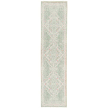 Washable Green Medallion Runner Rug
