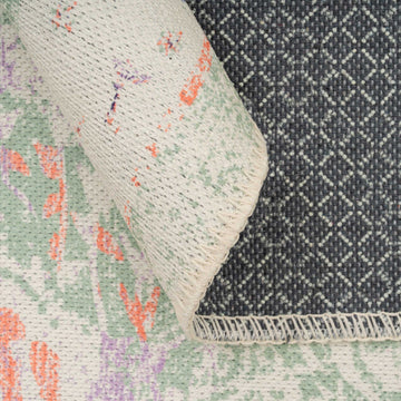 Washable Green Medallion Runner Rug