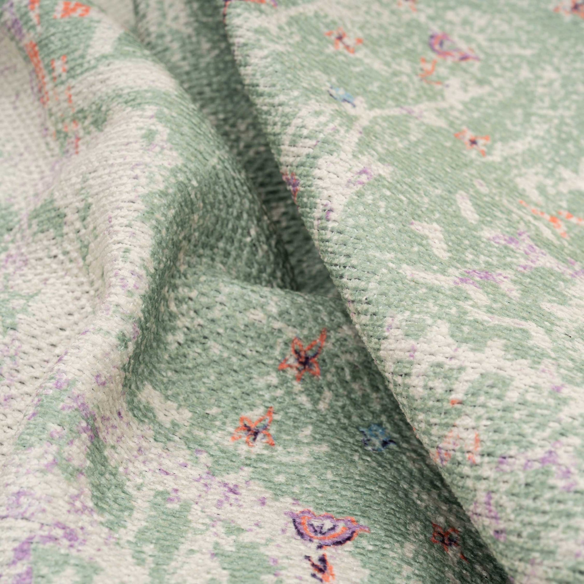 Washable Green Medallion Runner Rug