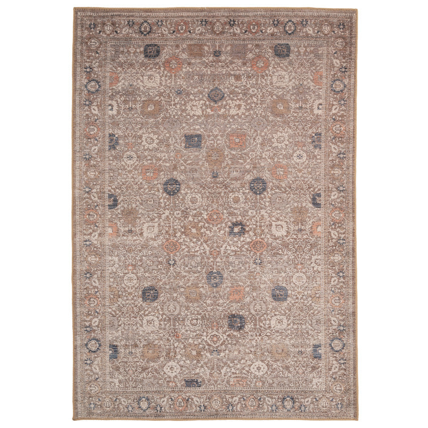 Flatwoven Washable Vintage Distressed Floral Area Rug - Macie