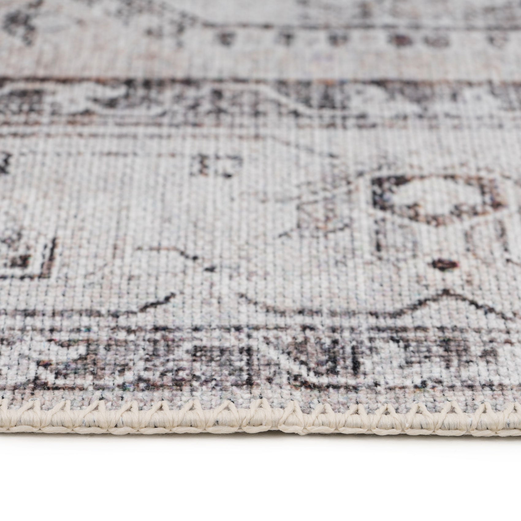 Flatwoven Washable Vintage Ivory Area Rug - Margot