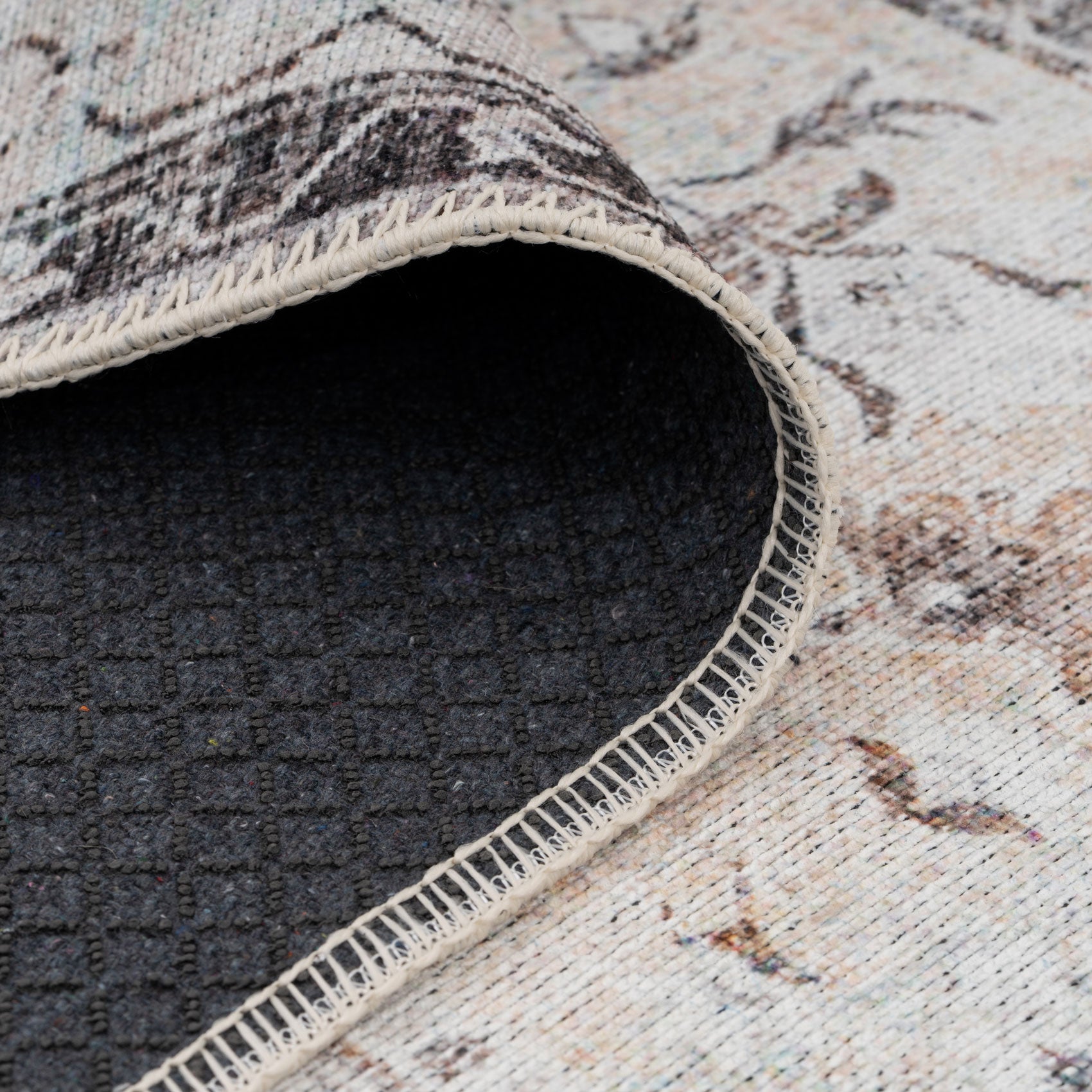 Flatwoven Washable Vintage Ivory Area Rug - Margot