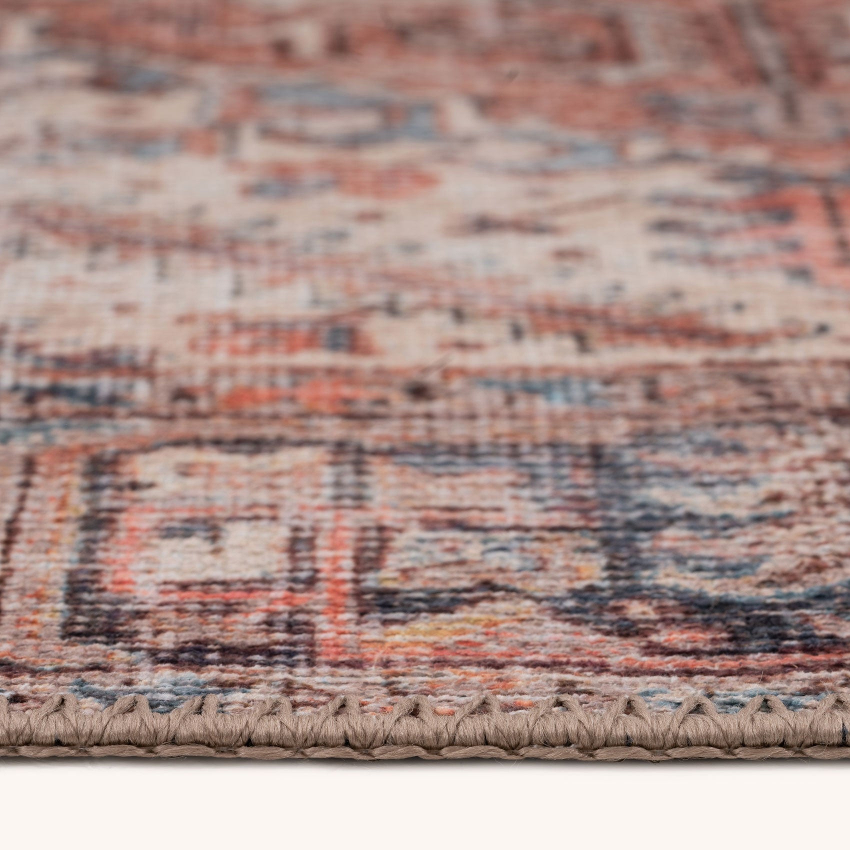 Flatwoven Washable Terracotta Medallion Area Rug - Neeve