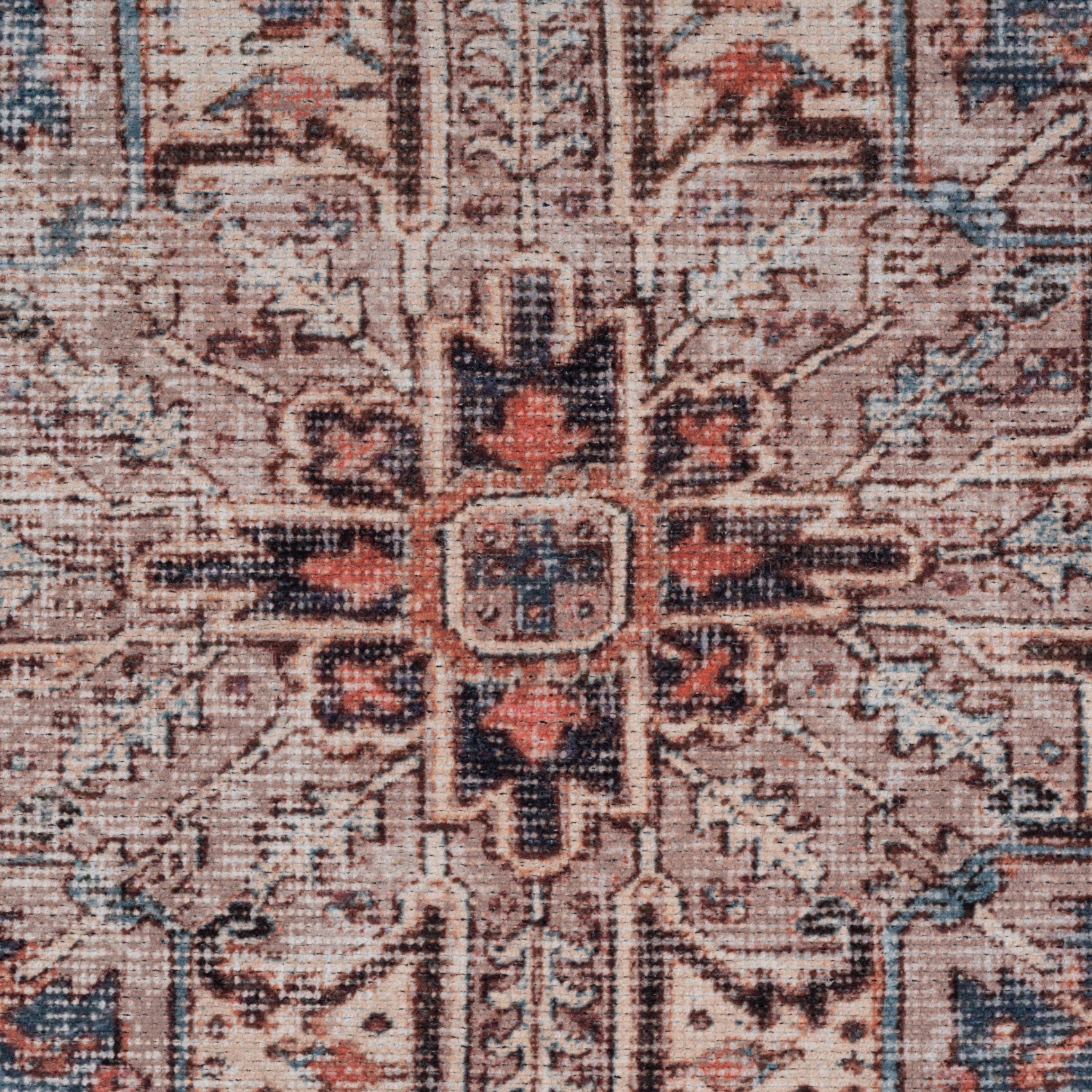Flatwoven Washable Terracotta Medallion Area Rug - Neeve