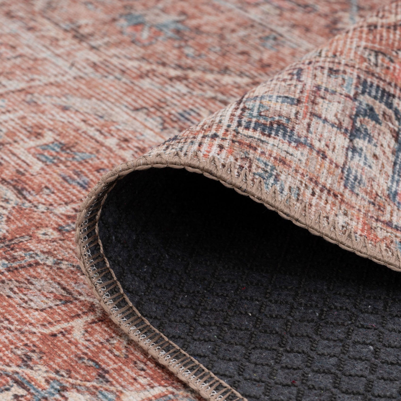 Flatwoven Washable Terracotta Medallion Area Rug - Neeve