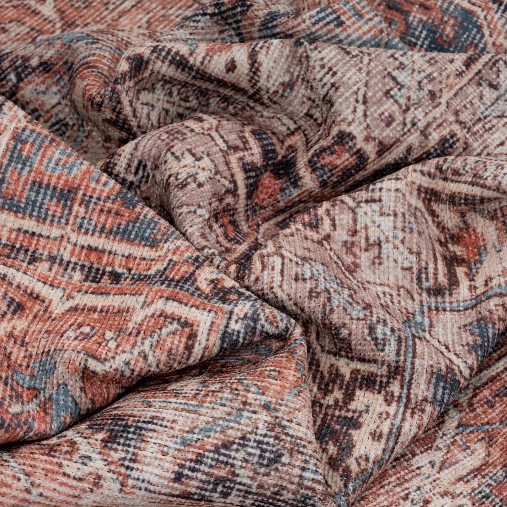 Flatwoven Washable Terracotta Medallion Area Rug - Neeve