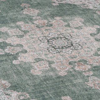 Flatwoven Washable Green Medallion Area Runner - Orion