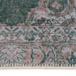 Flatwoven Washable Green Medallion Area Runner - Orion