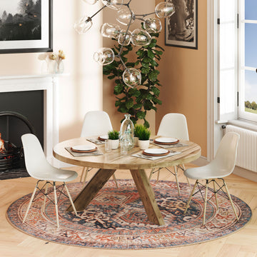 Flatwoven Washable Terracotta Distressed Circle Rug - Perla