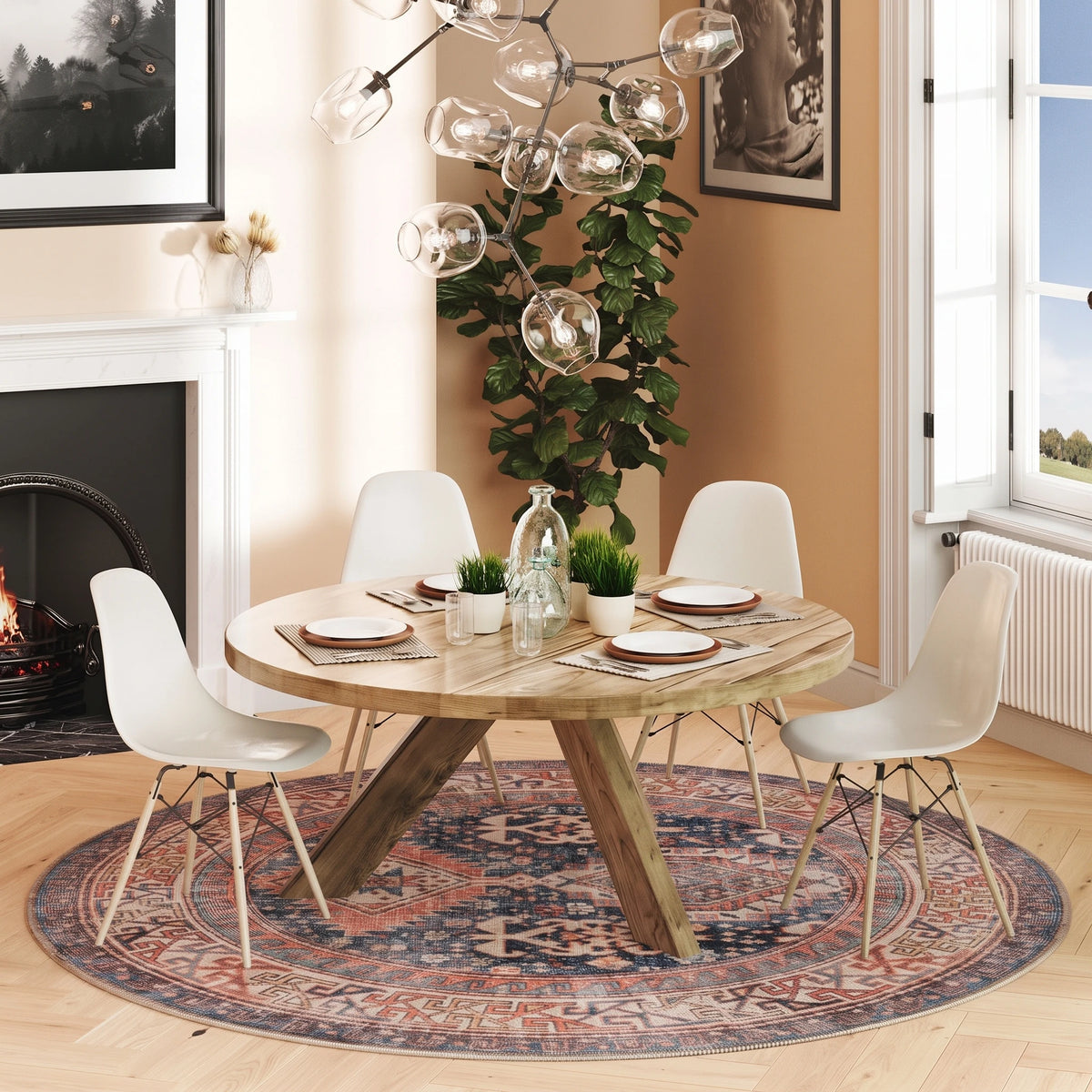 Flatwoven Washable Terracotta Distressed Boho Rug - Perla