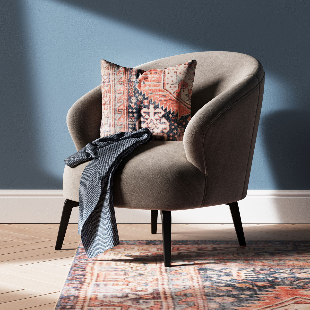 Flatwoven Washable Terracotta Distressed Boho Rug - Perla