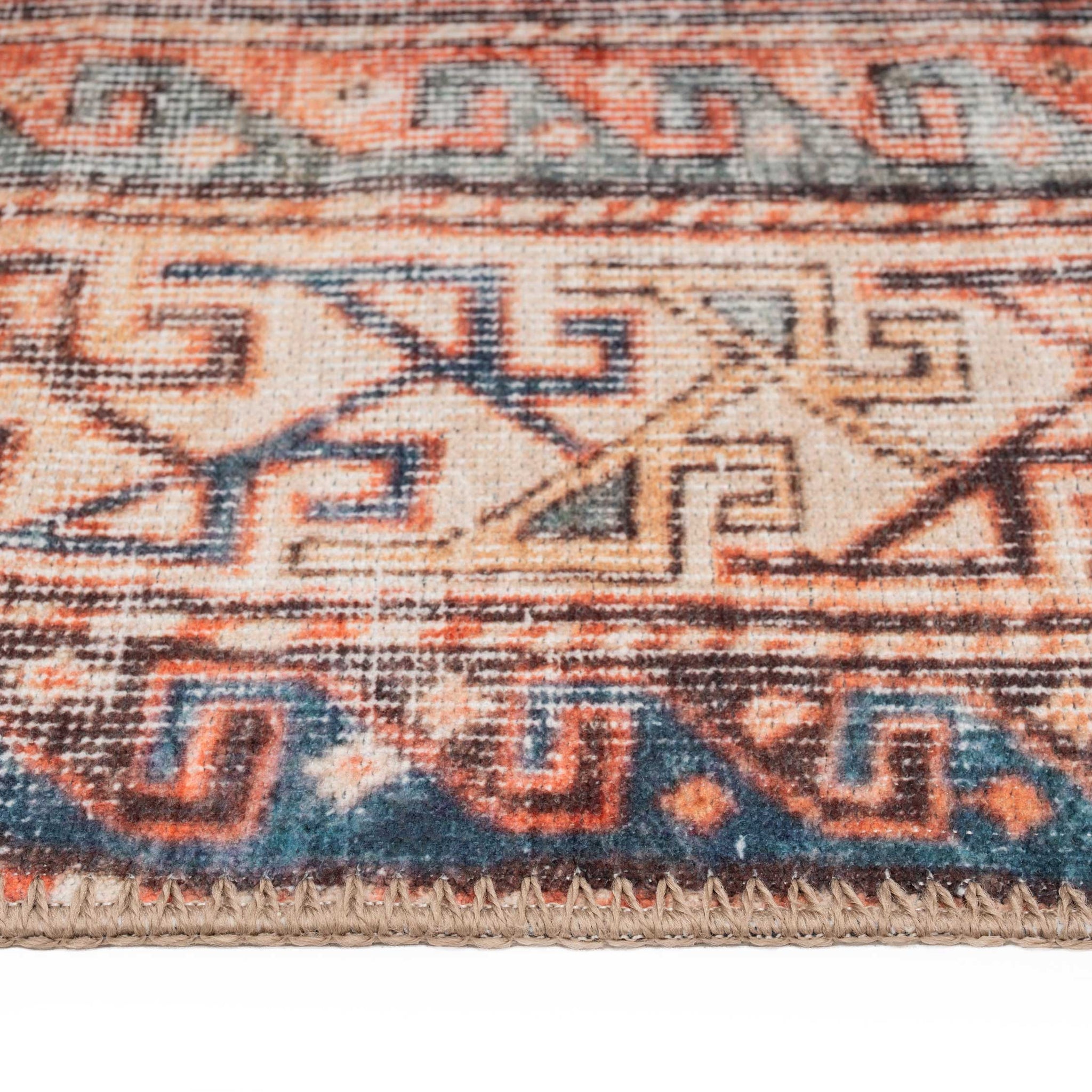 Flatwoven Washable Terracotta Distressed Circle Rug - Perla