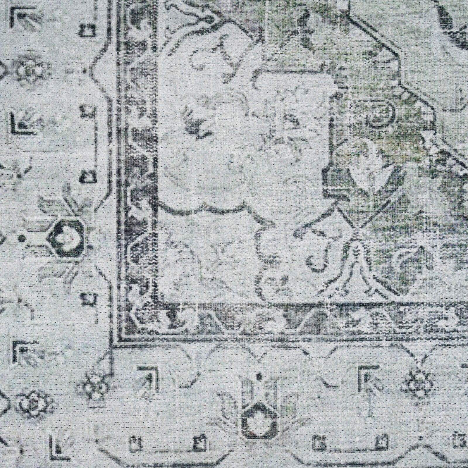 Flatwoven Washable Light Green Bordered Area Rug - Rumi