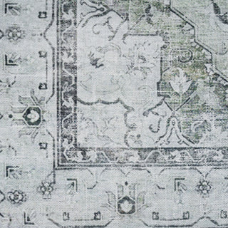 Flatwoven Washable Light Green Bordered Area Rug - Rumi