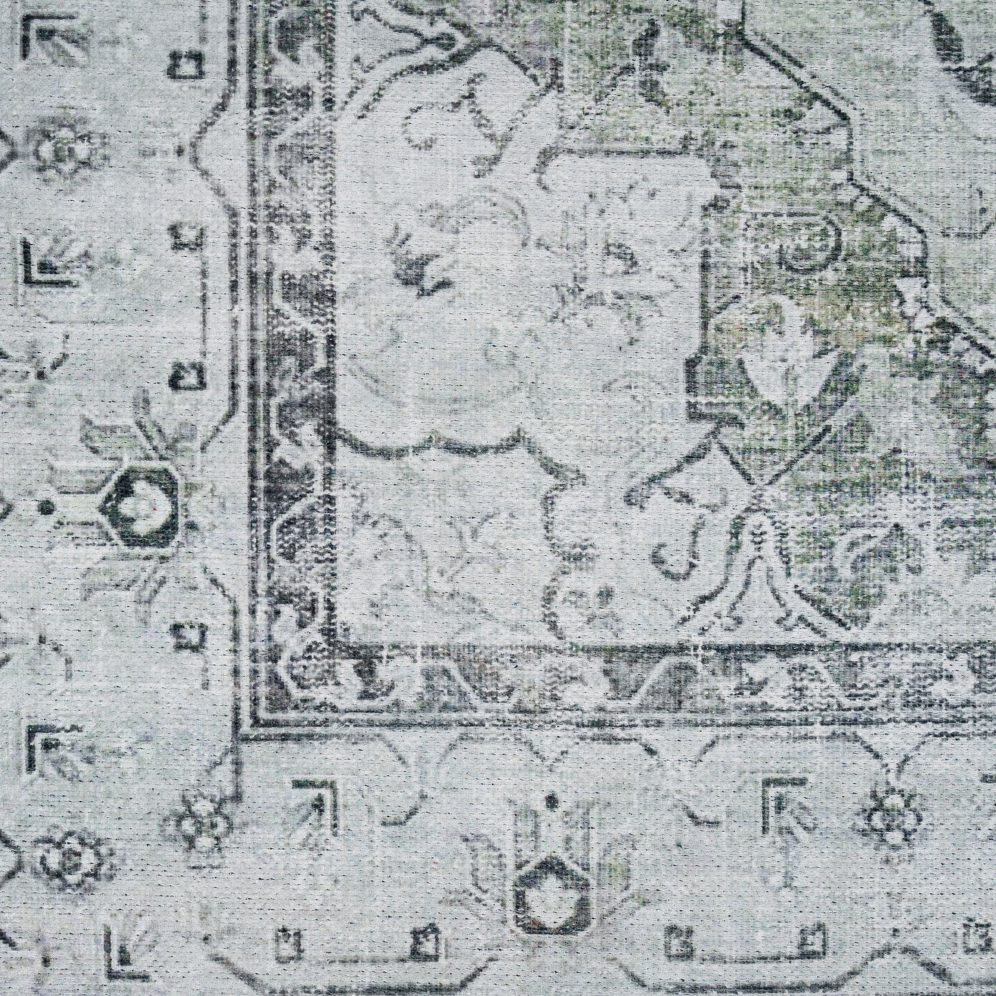 Flatwoven Washable Light Green Bordered Area Rug - Rumi | Living Room ...