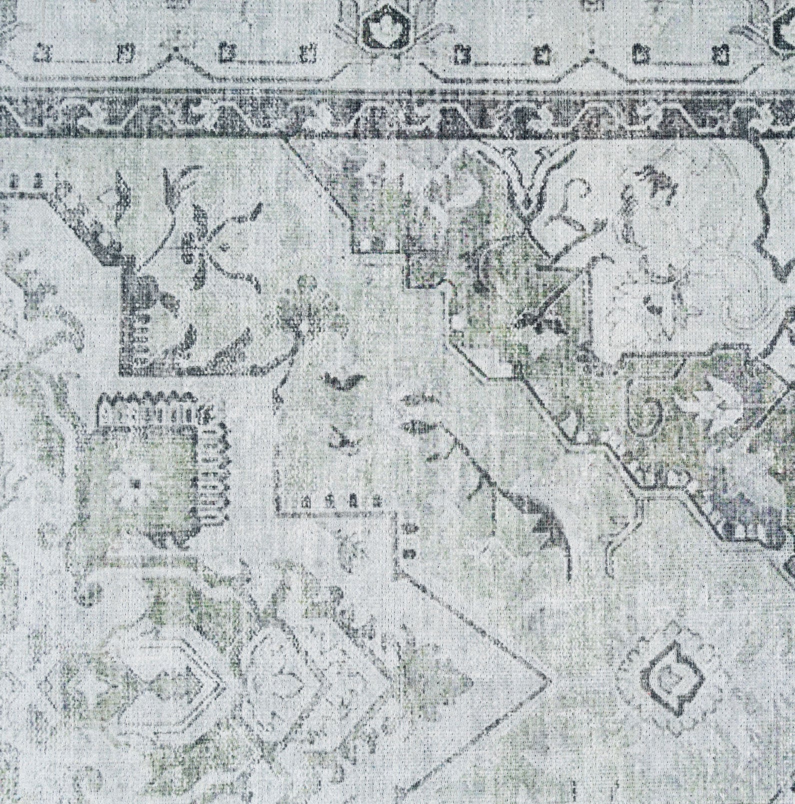 Flatwoven Washable Light Green Bordered Area Rug - Rumi