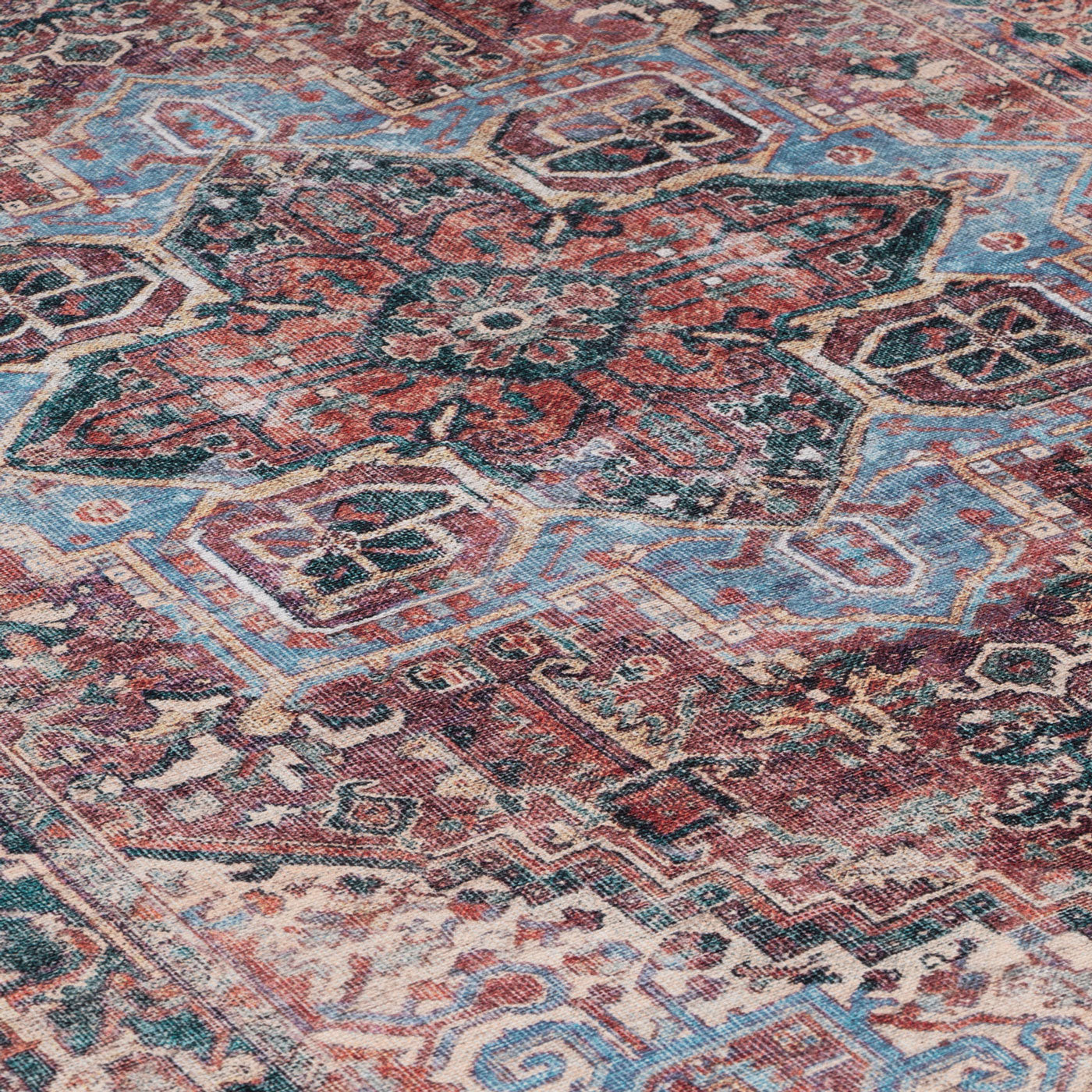 Flatwoven Washable Red Medallion Area Rug - Slaney | Living Room Rugs ...