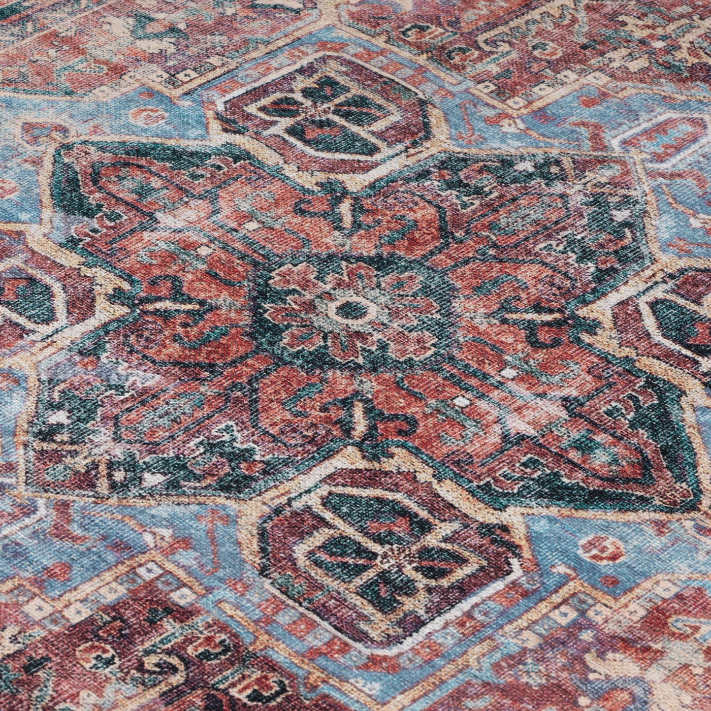 Flatwoven Washable Red Medallion Area Rug - Slaney