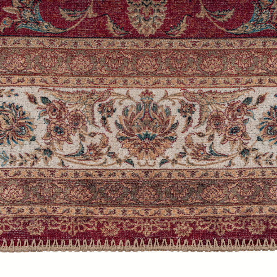 Flatwoven Washable Red Elegant Area Rug - Talia